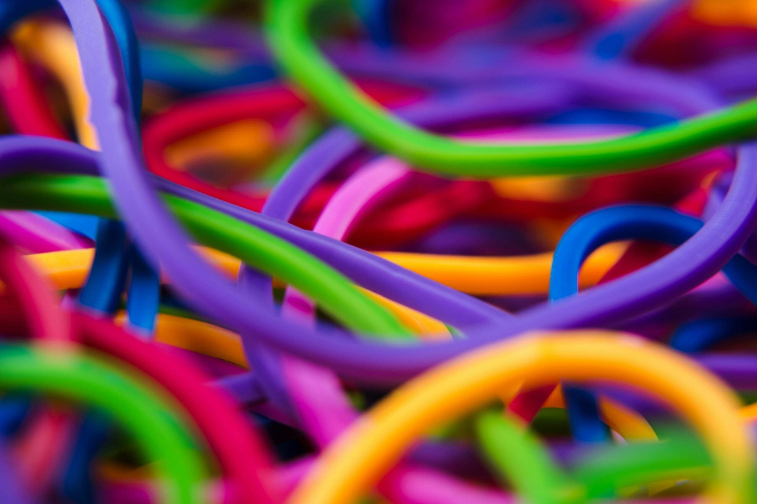 Close-up photo of colorful loom bands
