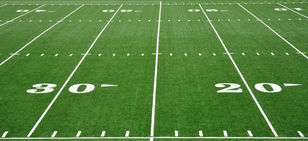 20 and 30 Yard Line on American Football Field