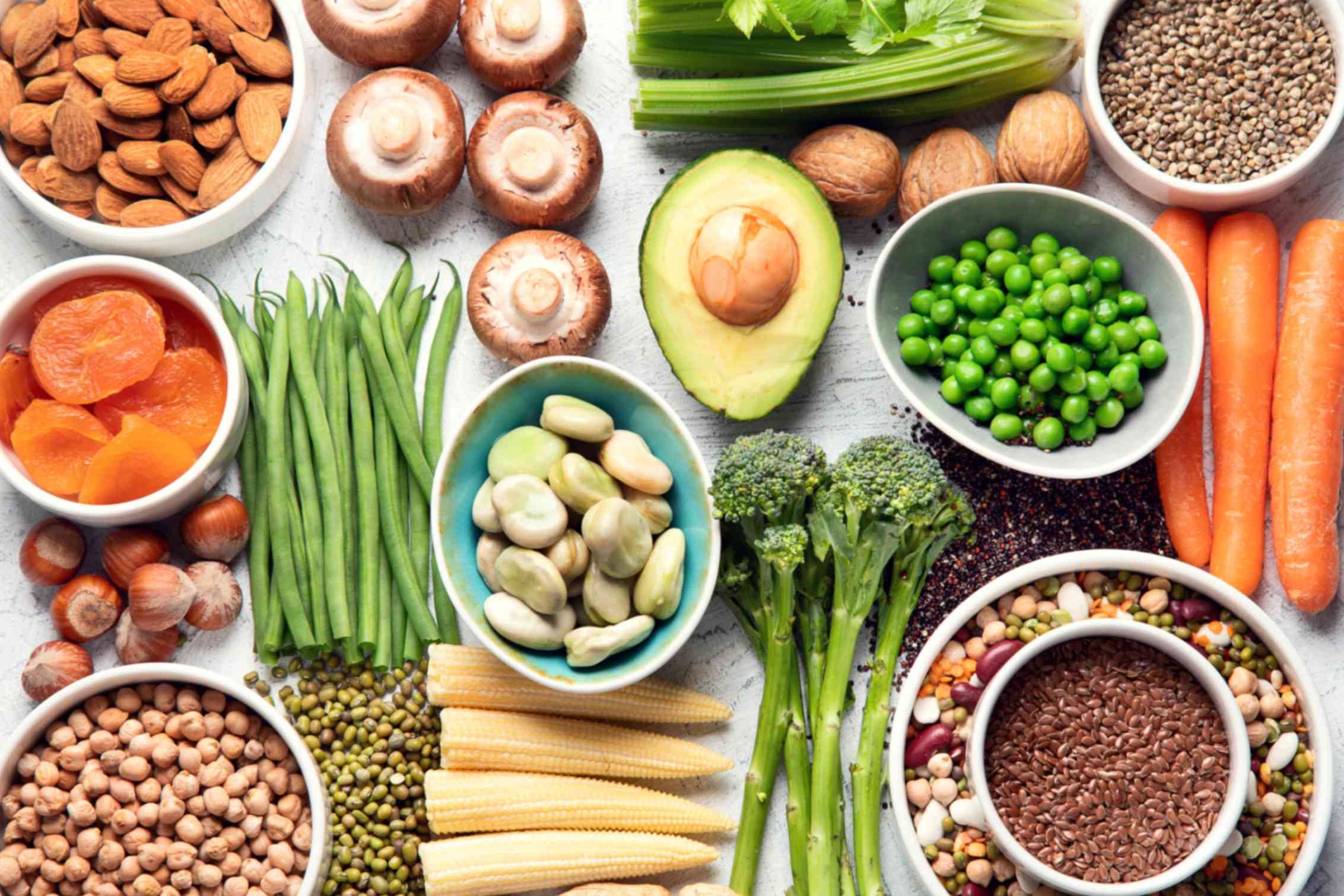 Overhead photo of fresh vegetables