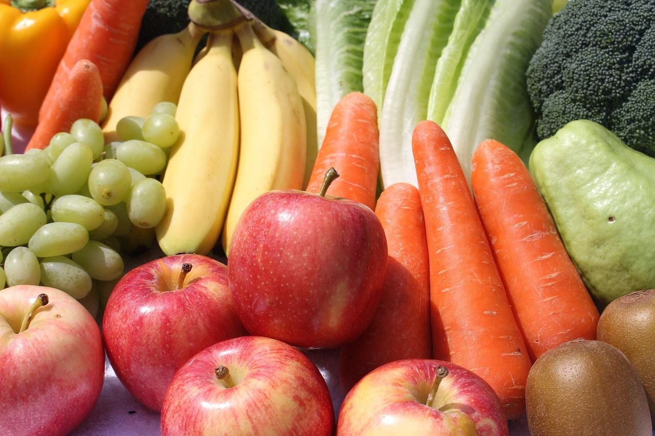Up close photo of fruit and vegetables