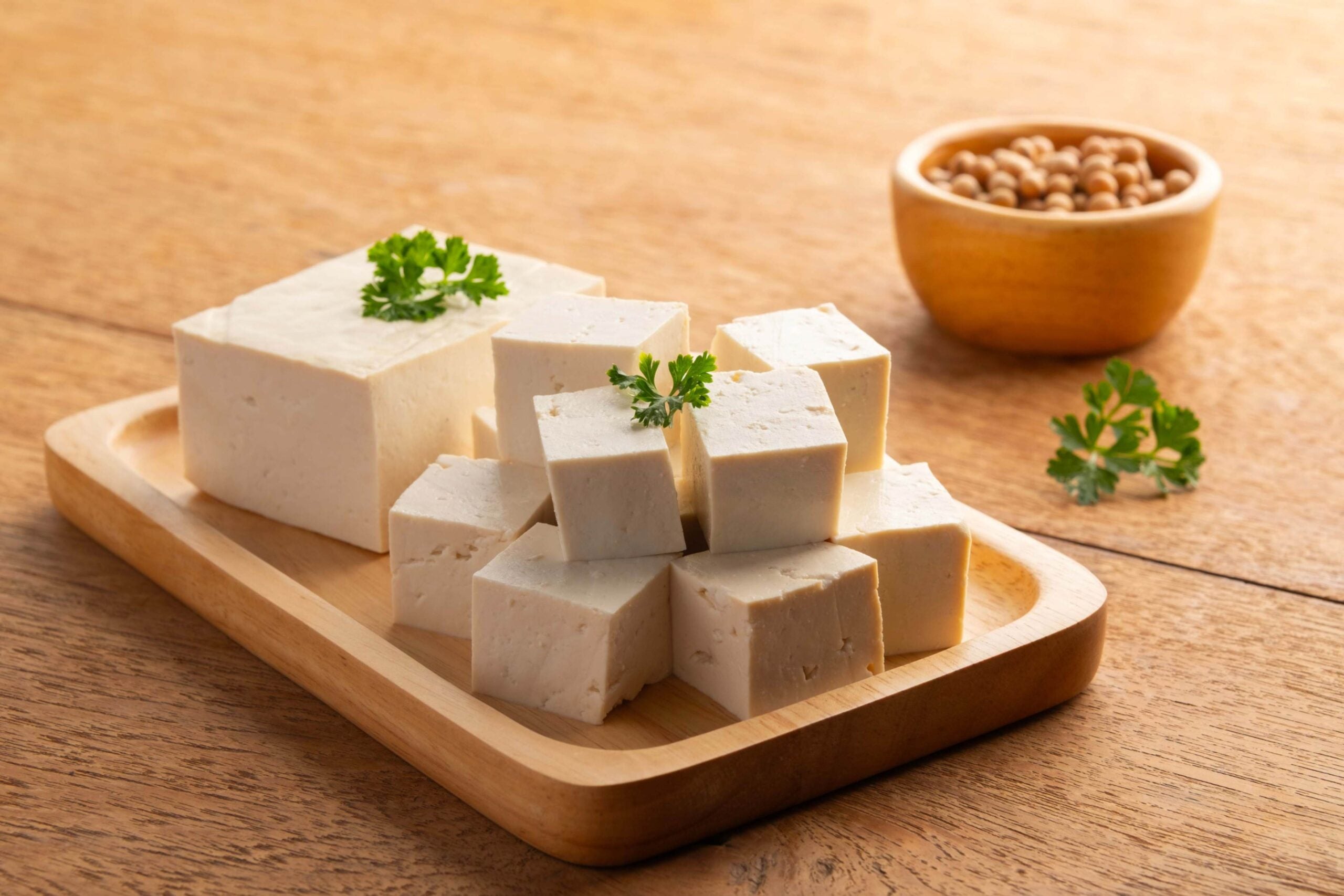 Tofu on a cutting board