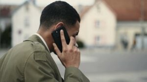 Man holding a cell phone to his ear